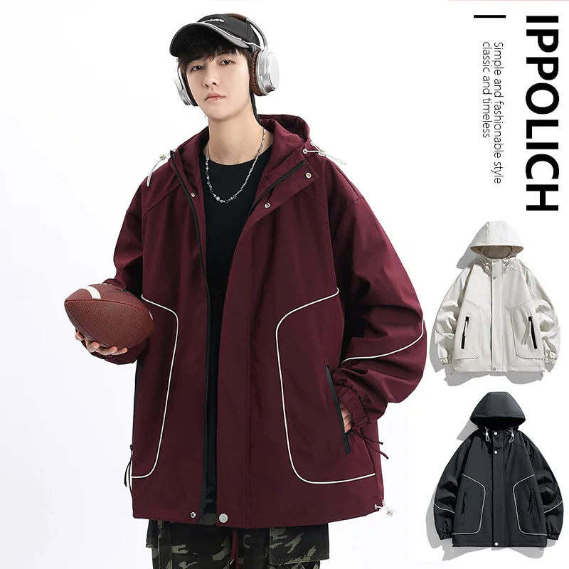 Autumn Men's Jacket Korean Fashion Hooded Coat Windproof Waterproof Men Jacket Camping Jacket Spring Casual Street Jackets M-8XL