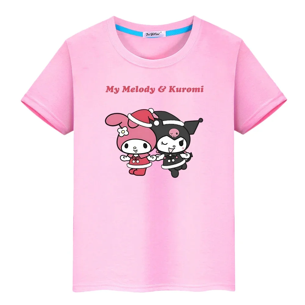 

Kulomi Print 100%Cotton T-shirt Cute Short Melody boy Tops Sanrio Kawaii Anime Tees pride tshirt y2k one piece kids clothes girl