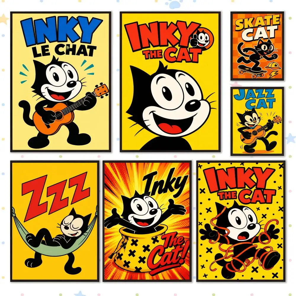 Cartoon Classic Funny Felix the Cat Poster HD Waterproof PP Self Adhesive Aesthetic Bedroom Dorm Gaming Room Home Decor Gift