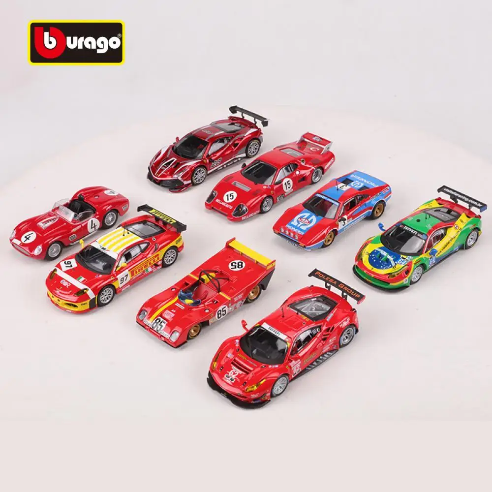 Burago 1:43 Ferrari 499P/296/488/458/308/f430 Le Mans 24-Hour Endurance Race Car Alloy Model Car Collection Toy Birthday Gift