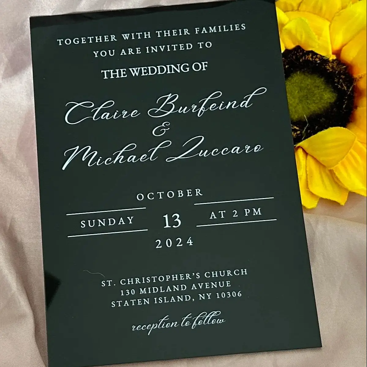 Custom Acrylic Wedding Invitation Black Acrylic Invite Rose Gold Acrylic Menu Personalized Mirror Gold Decoration  10Pcs