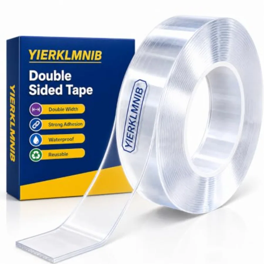 Double Sided Tape Heavy Duty, Nano Clear Mounting Tape, Picture Hanging Poster Carpet Tape for Walls, Dorm Office School Outdoo