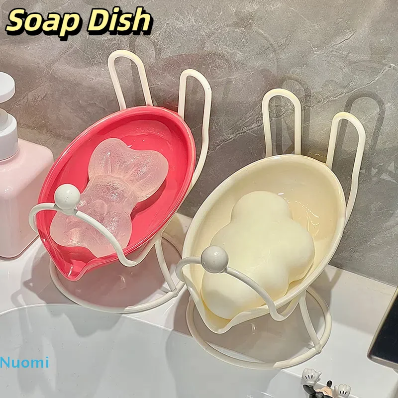 

1Pc Fashion soap holder Bathroom Drainage Rack Plastic Soap Rack Bathroom Supplies Wrought iron storage rack Bathroom Storage