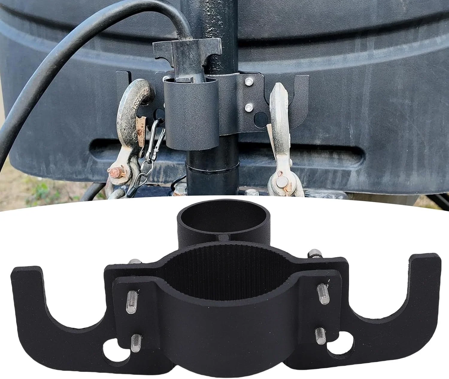 Aluminum Trailer Chain Organizer, Robust Hitch Chain Holder with Inverted Plug Design for 7 Way Wiring Harness RVs Campers