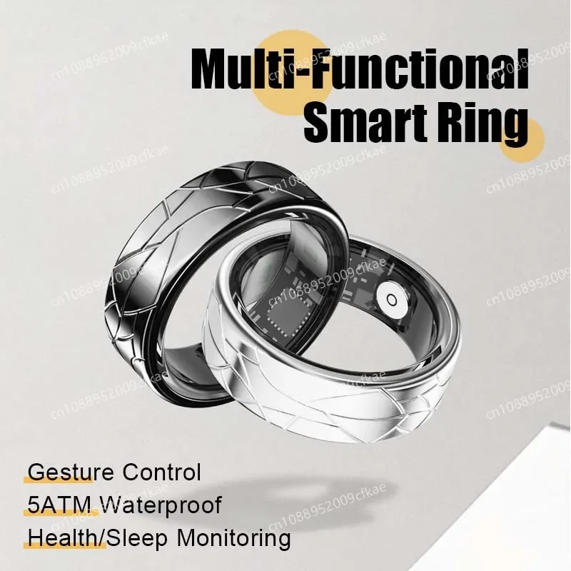 Smart Ring 5ATM Waterproof Gesture Control Sleep Heart Rate Blood Oxygen Detection Rechargeable Stainless Steel Intelligent Ring