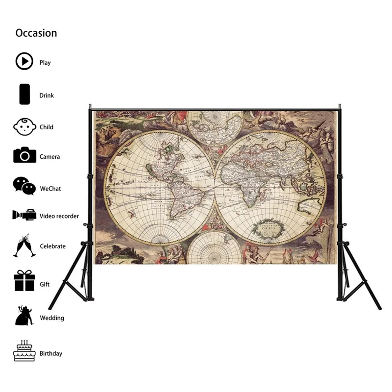 World Map Medieval Latin Art Poster Non-woven Canvas Painting Wall Decorative Prints Living Room Home Decor 59*42cm