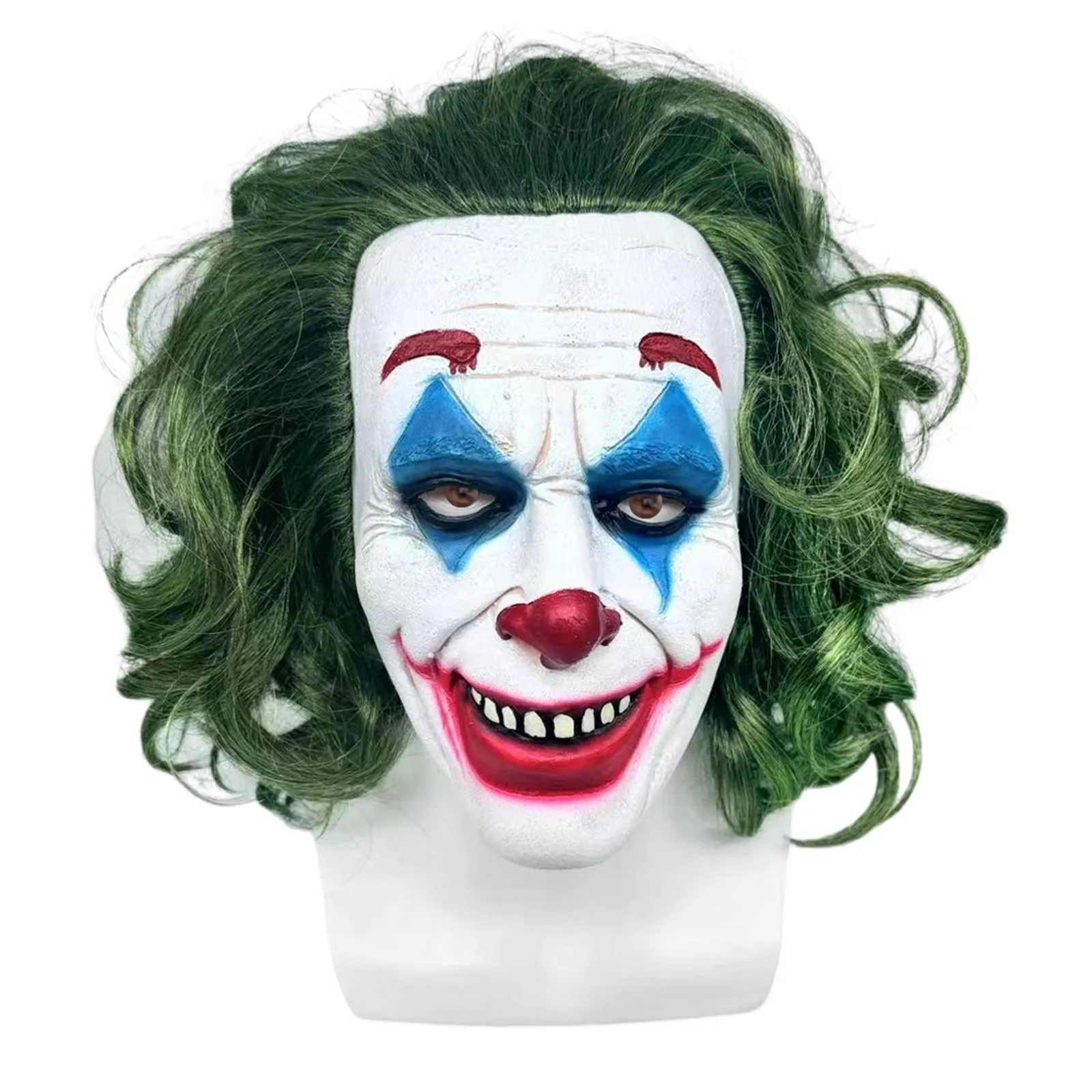 

Clown Mask 2024 Movie Joker Cosplay Party Costume Props Halloween Scary Clown Mask With Green Wig Prank Head Cover Photo Props