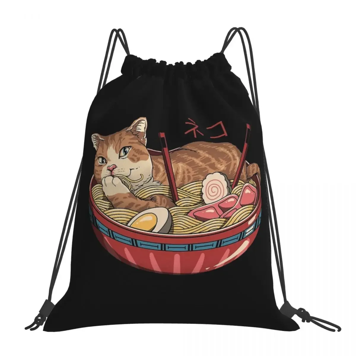 

Neko Ramen V2 Backpacks Casual Portable Drawstring Bags Drawstring Bundle Pocket Storage Bag Book Bags For Travel Students