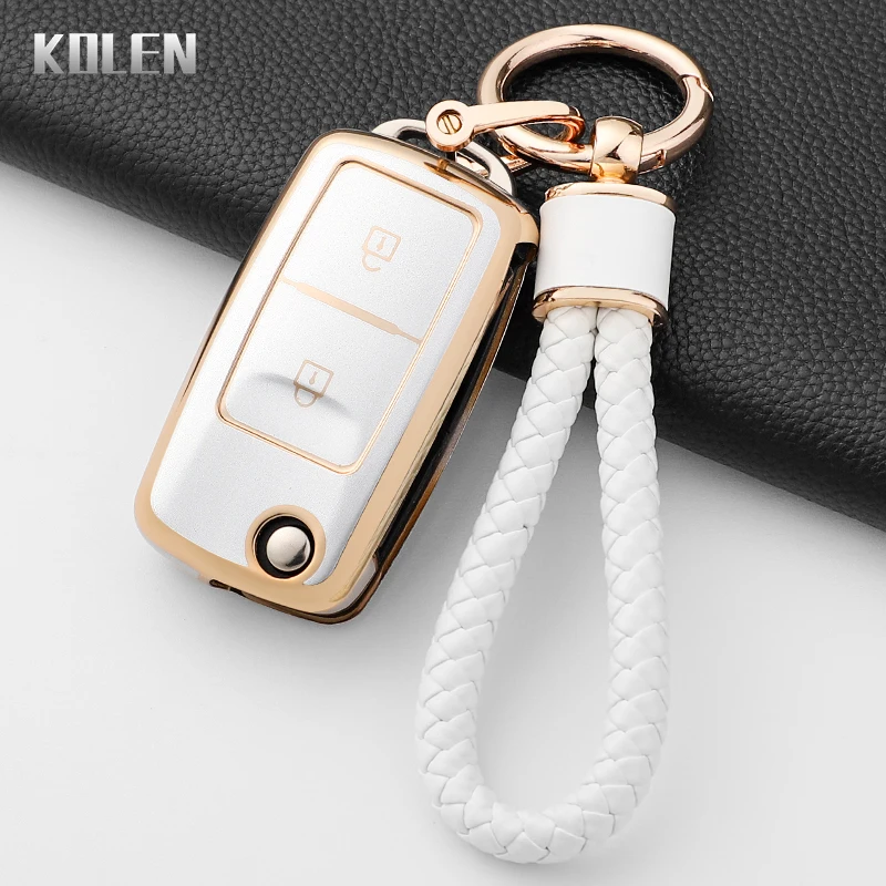 

TPU Car Flip Key Case Shell Fob For Volkswagen VW Polo Golf Passat Tiguan Beetle Caddy Eos Skoda Octavia Seat Leon Altea Keyless