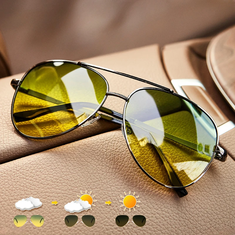 Pilot Sunglasses Men Polarized Sun Glasses Photochromic Day Night Driving Glasses Women Chameleon Goggles UV400 Gafas De Sol