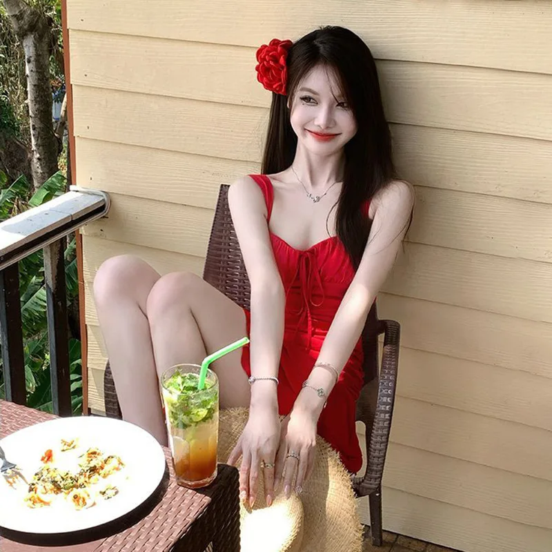 New Conservative Boxer Shorts Swimsuit for Women, Featuring A Slimming Skirt Style Beach Resort and Hot Spring Swimsuit Set