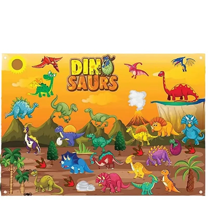 Cross-Border Early Eon 3D DIY Felt Game Bag S Board Busy Board Printed Dinosaur Animal Toys for Children