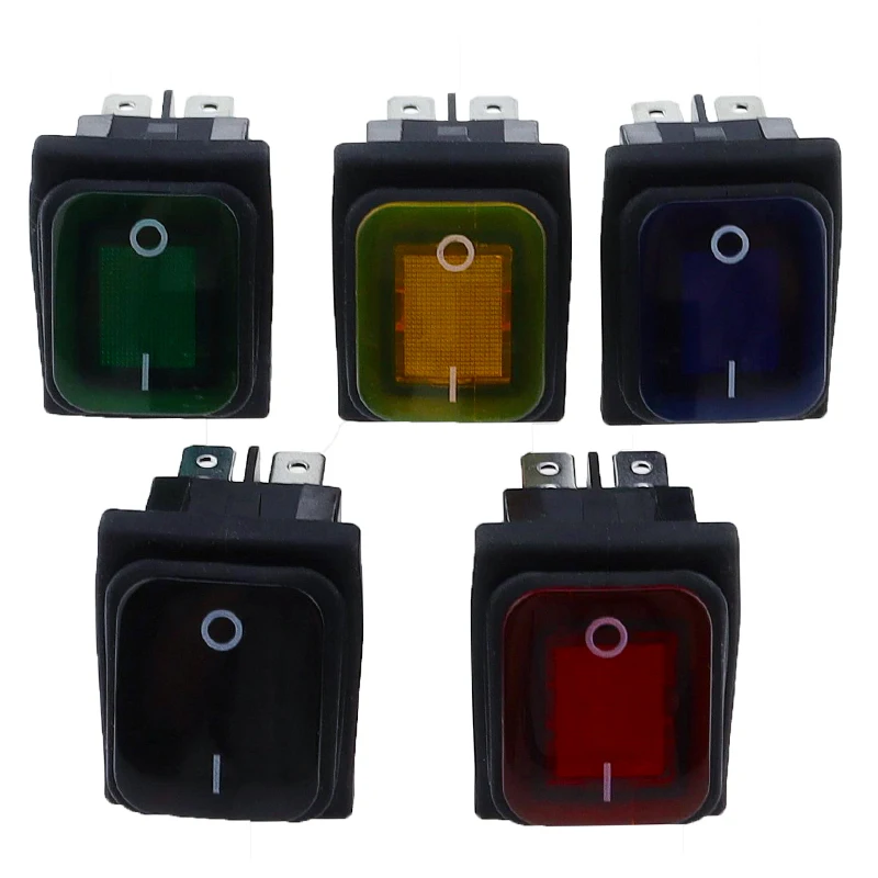 30x22 Heavy Duty wodoodporny przełącznik kołyskowy 12V czerwona dioda LED 220V podświetlany 16A 250VAC KCD4-201 przełącznik DPST 4pin — zdjęcie 4
