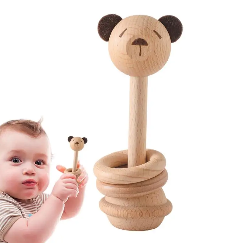 

Wooden Rattle Toy Ring Rattles Teether Grasping Toy Natural Wood Educational Grasp Rattle For Birthday Christmas Children's Day