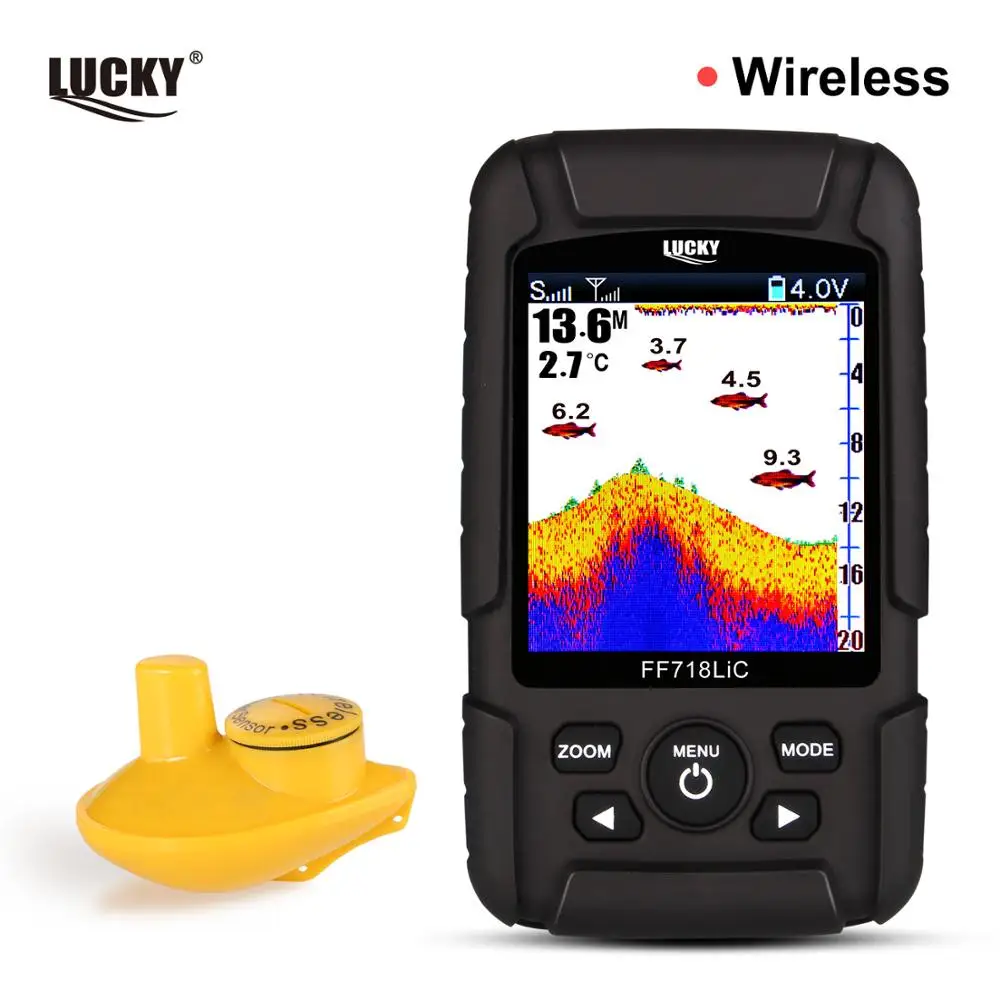 

LUCKY Portable Fish Finder 45M Depth 125Khz Wireless Sonar Sensor Echo Fishing Sounder 100M Range For Lake Fishing Sea Fishing