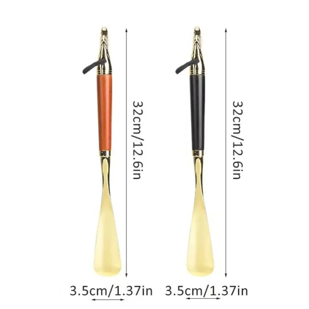 Durable Metal Shoe Horn 32cm Long Wood Lion/Horse Head Handle Shoehorn Portable Handheld Shoe Lifter