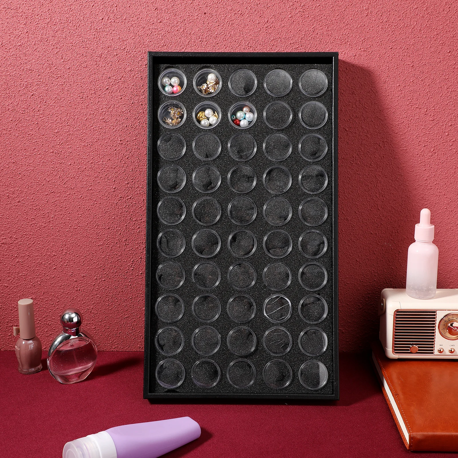 

Gems Storage Box Transparent 50 Grids Nail Jewel Organizer For Rhinestones Sequins Nail Art Supplies Container