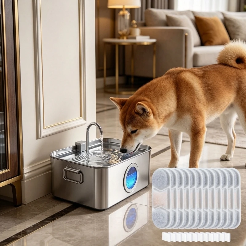   12PCS Pet Drinking System Filters Matching WF120 410oz 12L Water Dispenser Having 4 Step Cleaning