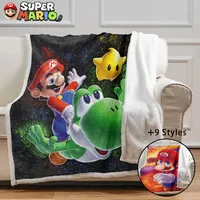 3D Anime Super Mario Bros Blanket Flannel Sofa Lunch Break Blankets for Children Cute School Quilt Office Sleeping Blankets Warm