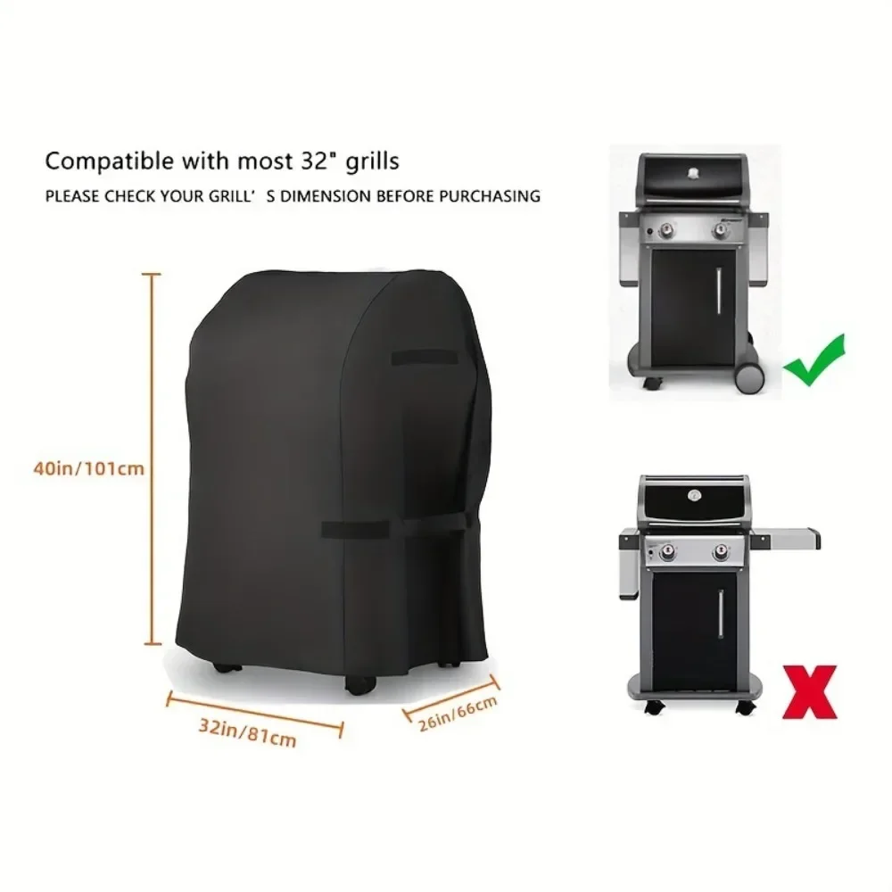 Heavy-Duty BBQ Cover Outdoor Dustproof Waterproof Rain Grill Cover Anti-UV Protective Shelter for Grills