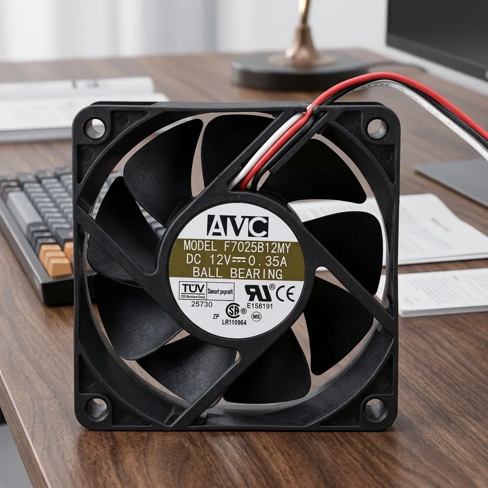 

For AVC F7025B12MY 7025 DC12V 0.35A 7CM 3-Wire Dual Ball Cooling Fan