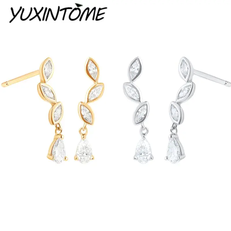 

925 Sterling Silver Ear Needle Advanced Irregular Design The Eye Water Drop Zircon Stud Earrings Fashion Wedding Jewelry Gifts