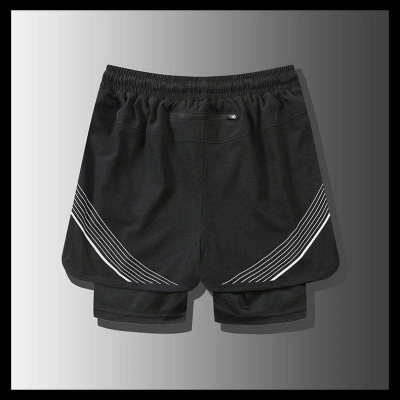 New Fashion shorts Men\'s 2 in1 Volleyball shorts Fitness Sports Shorts Casual Beach Workout Lined Tight Shorts Daily Style