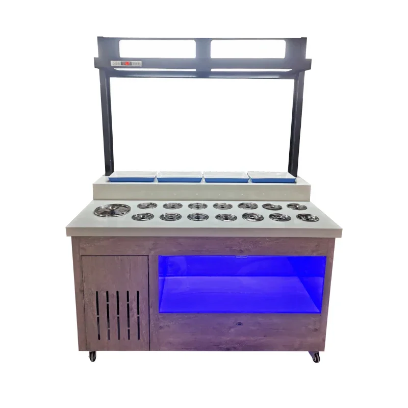 

Hot pot restaurant self-service seasoning table Small material table Commercial quartz stone refrigerated dipping table