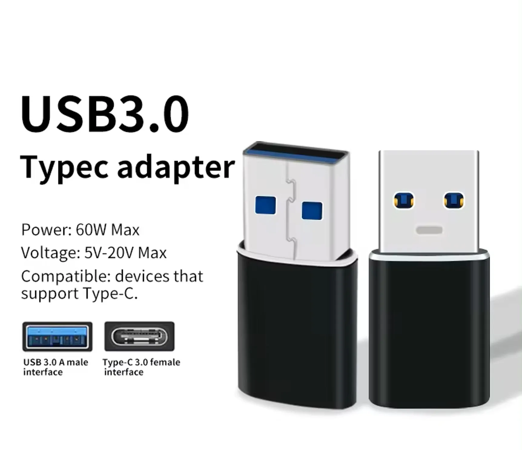 

Metal housing small USB 3.0A male to type C female Converter Adapter Type-c USB Standard Charging 5Gbps Data Transfer