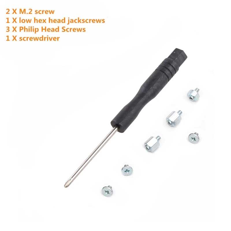 SSD Mounting Scews Kit External Hex Flat NVMe Screw for M.2 Carbon Steel Nut Philip for Head Screw with Screwdriver