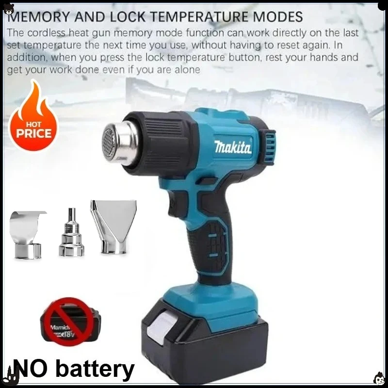 Nieuwe Makita 550 ° C Draadloos handheld heteluchtpistool met LED-display Solderen Thermische blaas Temperatuurregeling Warmtepistool