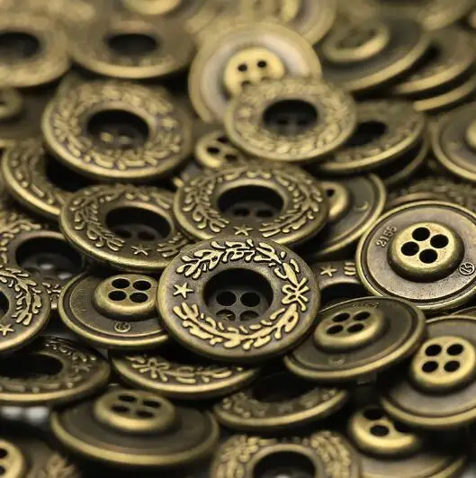 10 قطعة/الوحدة الحجم: 11 مللي متر-22 مللي متر أربعة العين نمط القمح أزرار معدنية الرجعية زر كاوبوي معطف الديكور مجموعة الخياطة (KK-3863)