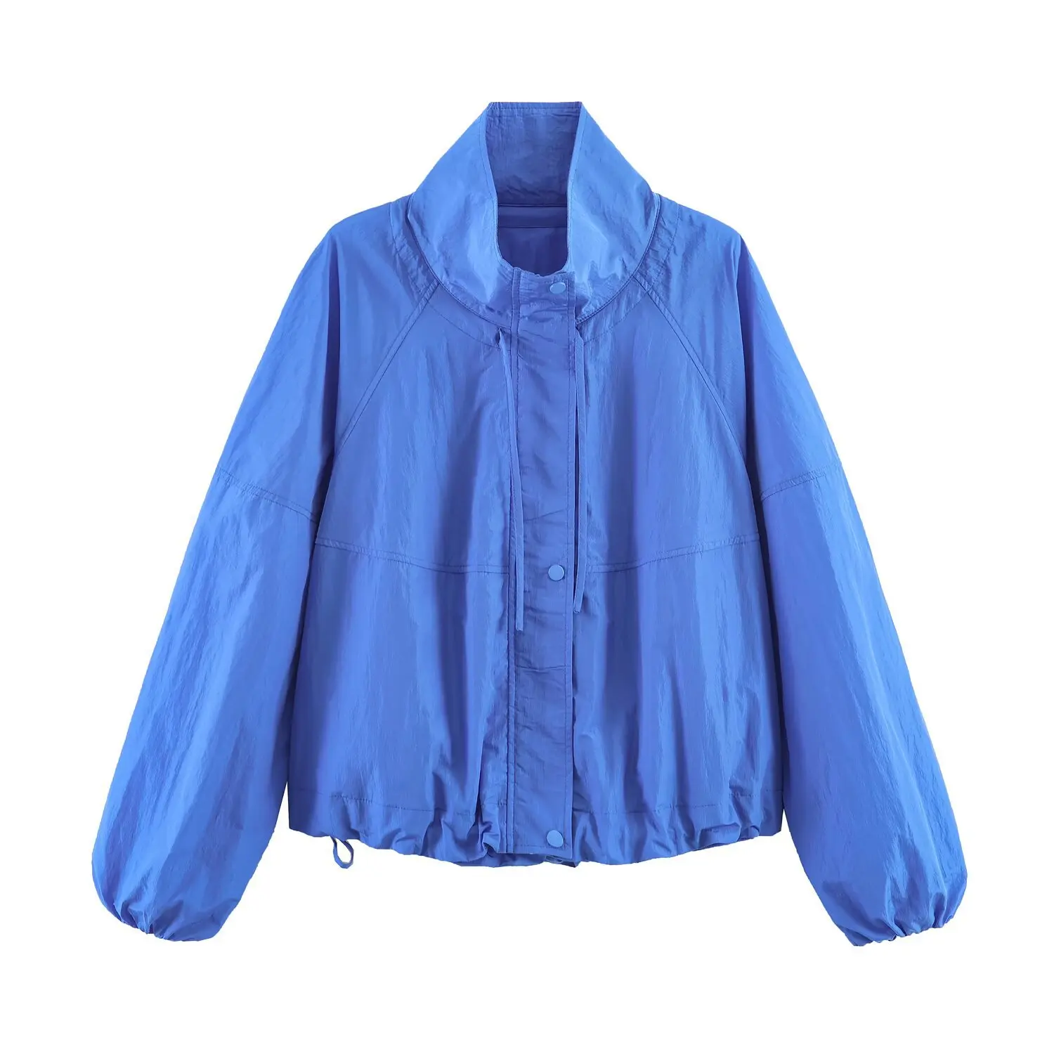 Chic Women's Jacket Zippers Full Sleeve Stand Collar Lace Up Loose Lady Coat 2026 Spring Summer Fashion Female Street Outerwear