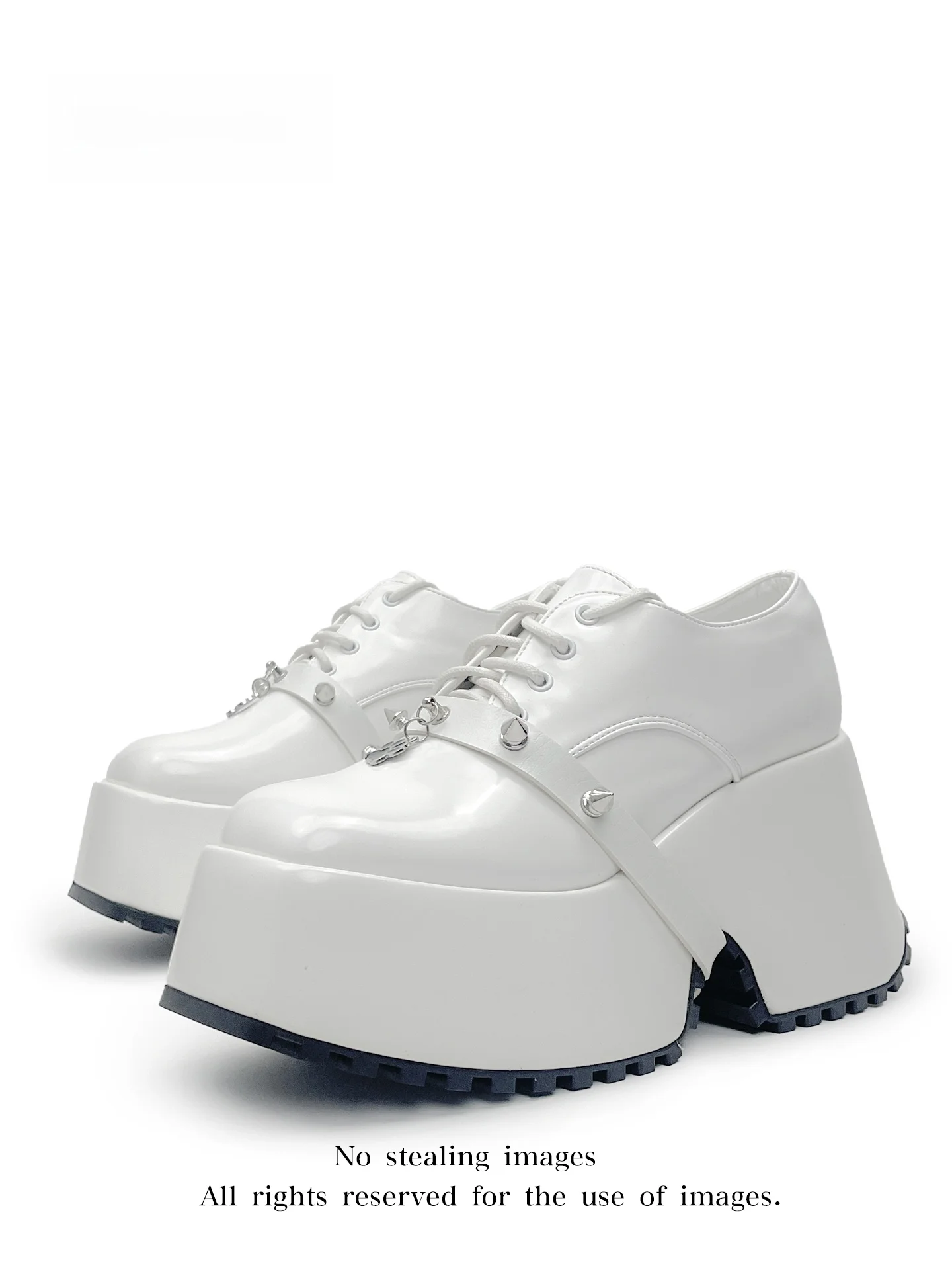 

MibVias Punk Style Thick Bottom Platform Shoes Women's Y2K Spicy Rivet Heightening Flatform Casual Cross Buckle Waterproof
