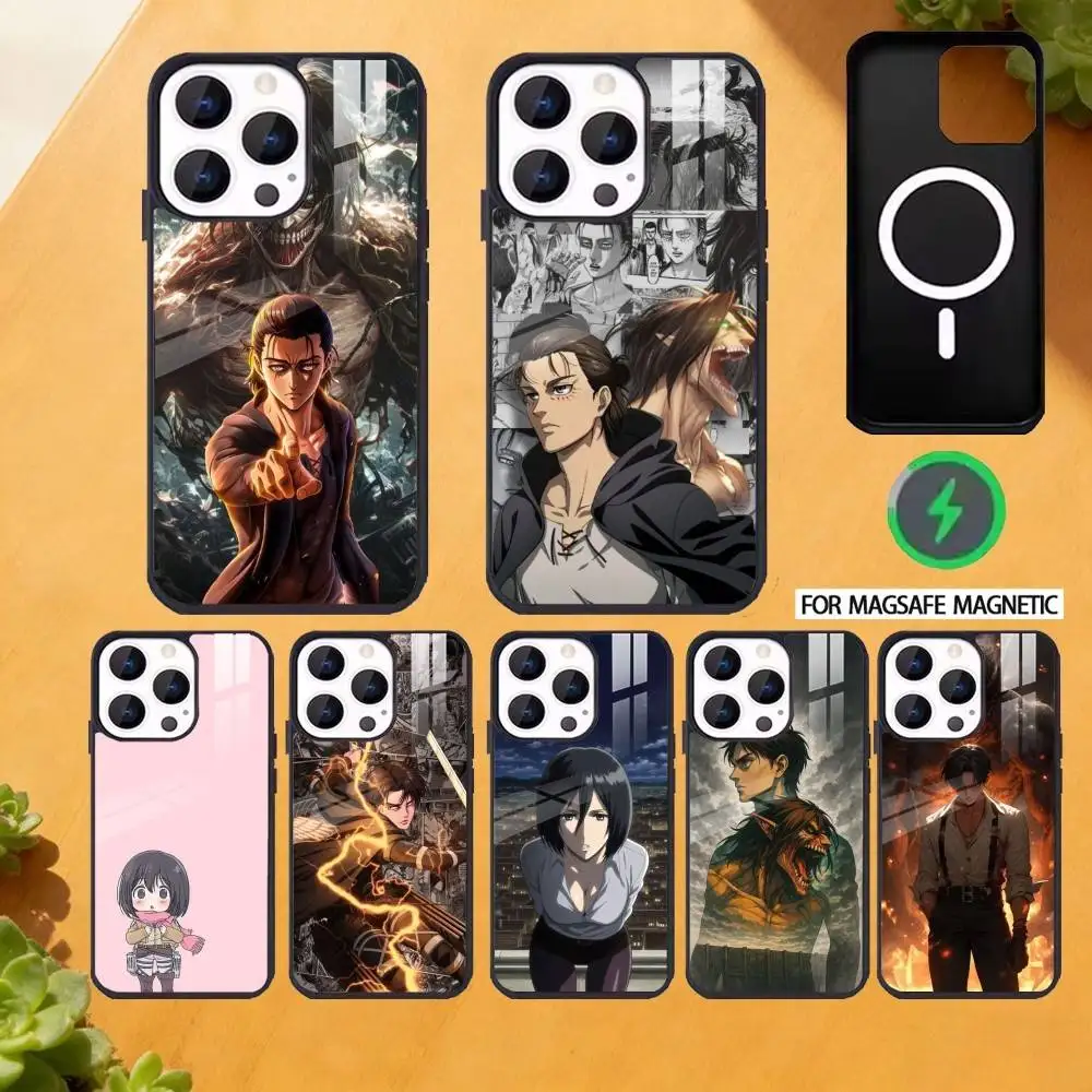 

Горячий чехол для телефона с изображением аниме «Атака Титанов» для iPhone 17,16,15,14,13,12, Plus, Pro, Max для Magsafe с магнитной беспроводной зарядкой