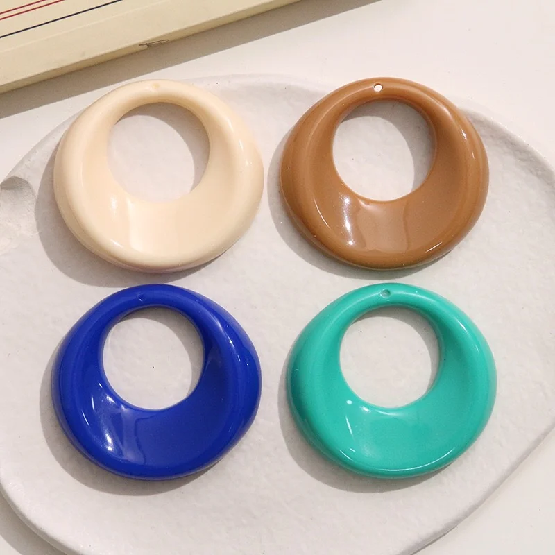 Wholesale 40pcs/lot 41mm Color Print Geometry Rounds Shape Resin Beads DIY Jewelry Garment Hair accessory