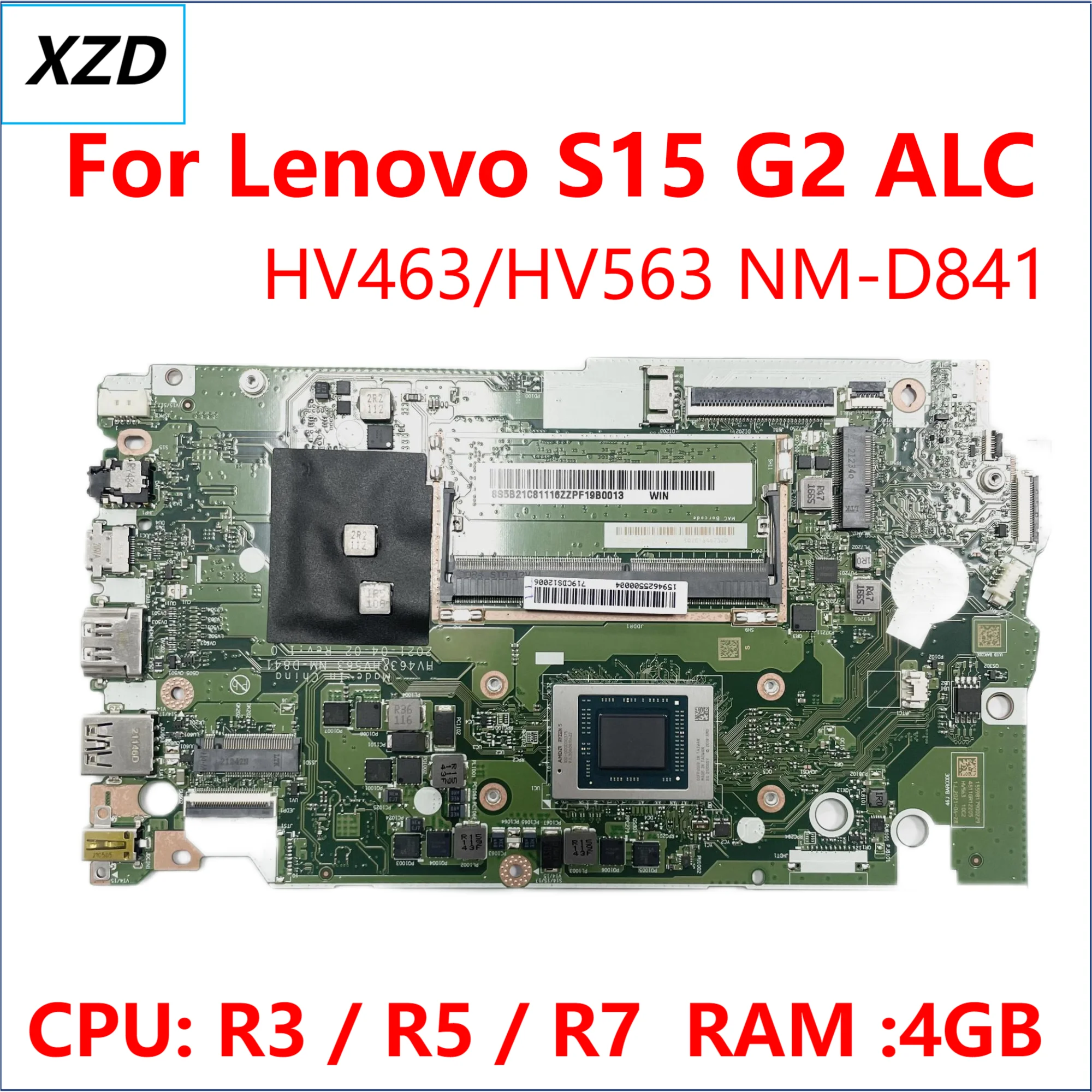 

New NM-D841 Mainboard For Lenovo S15 G2 ALC Laptop Motherboard With AMD R3 R5 R7 CPU,RAM 8GB 100% Test Ok