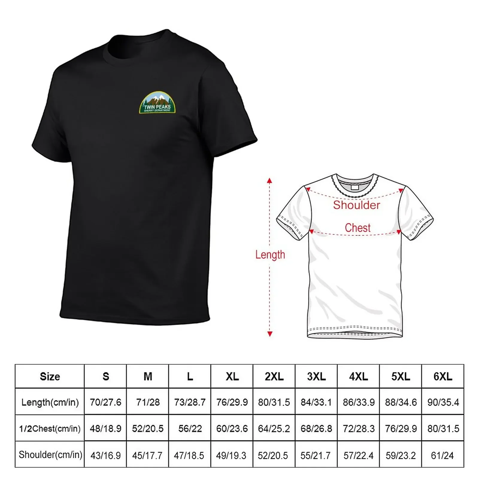 New Twin Peaks Sheriff Department Mountain And Forest Color Pocket Logo T-Shirt heavyweight t shirts anime clothes men clothes