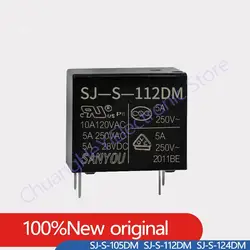 5Pcs/Lot 100%Original New SANYOU SJ-S-105DM 5VDC SJ-S-112DM 12VDC SJ-S-124DM 24VDC 4PINS 5A Power Relay Replaceable (JZC)HF32F