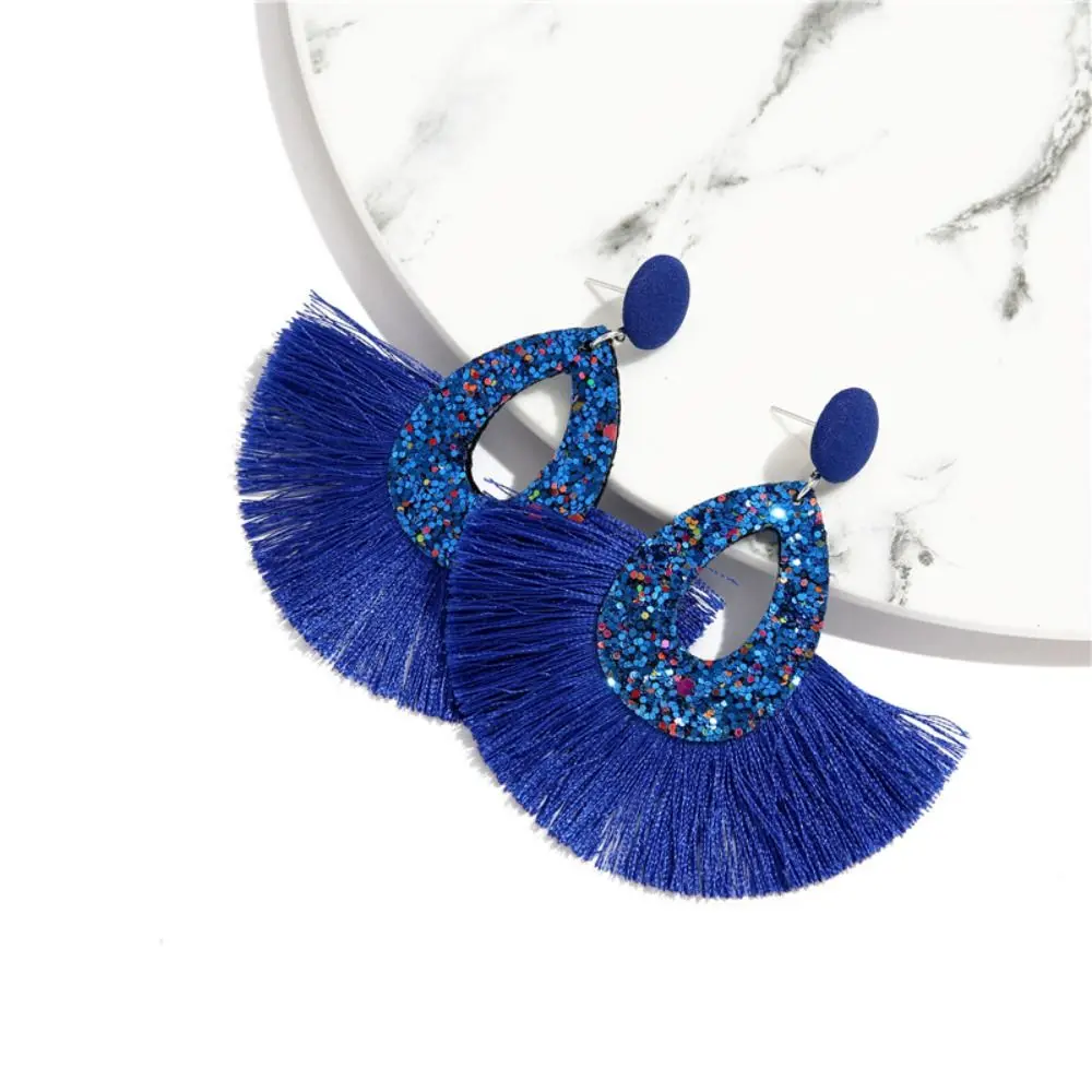 أقراط بشرابة ترتر دمعة ، سحر كبير ملون ، أقراط بشراشيب جذابة ، استرخى لامع بترتر بوهيمي ، زفاف زفاف للعرائس