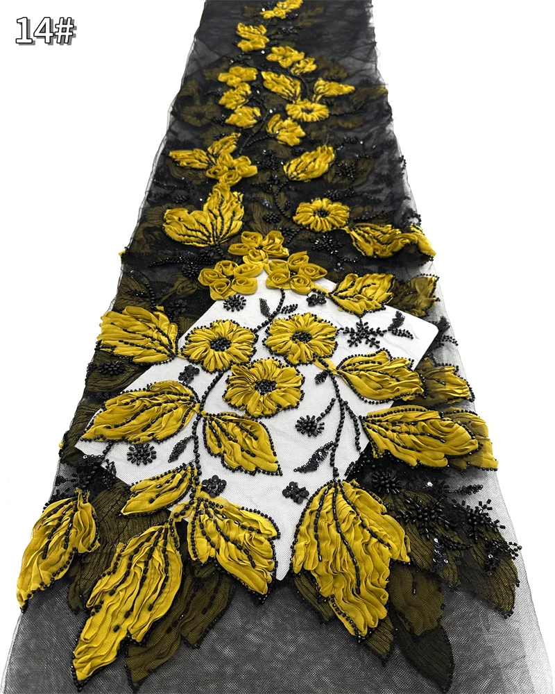 럭셔리 아프리카 스팽글 비즈 레이스 원단 2025 고품질 신랑 나이지리아 웨딩 신부 자수 프랑스 튤 바느질14