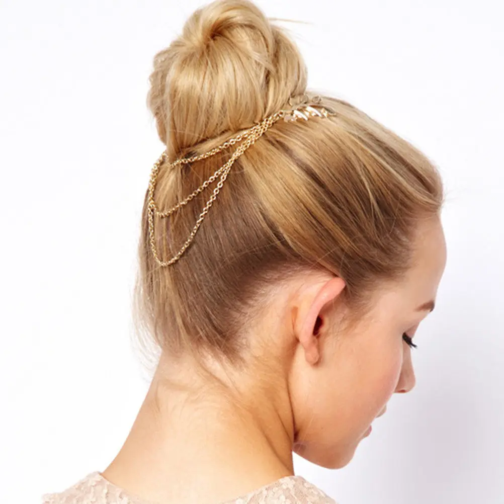 Premium Alloy Hairpin Comb with Exquisite Leaf Pattern Shiny Surface Stylish Headwear for Prom Church Meeting Soiree Flower Hair