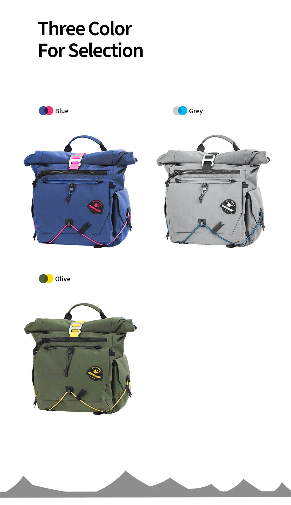 Rhinowalk X Ridgeloop Fahrradlenkertasche 17L, schnell abnehmbare Fahrrad-Fronttasche mit Adapterblock, inklusive Adapterblock für Faltrad/MTB – Detail 6