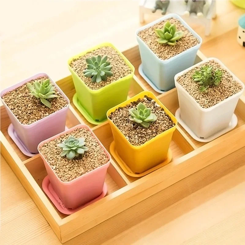 

New 7 Pcs Plastic Round Flower Planter Pots Tray Seedling Tray Home Office Garden Decor Gardening Tools and Equipment