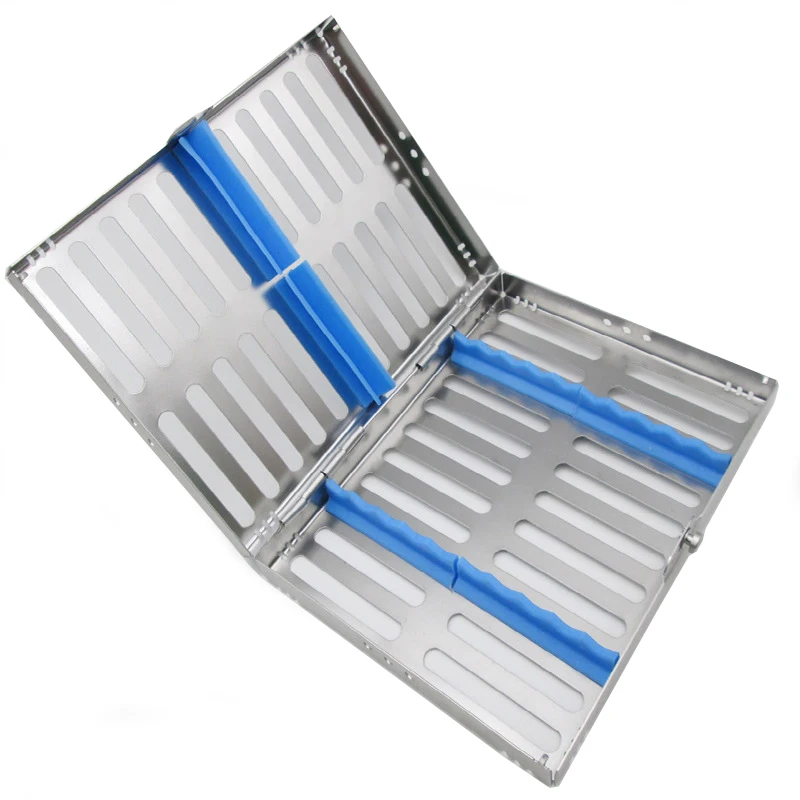 Dental Sterilization Rack Surgical Autoclavable Sterilization Box Stainless Steel Dental Storage Box File Burs Disinfection Tray