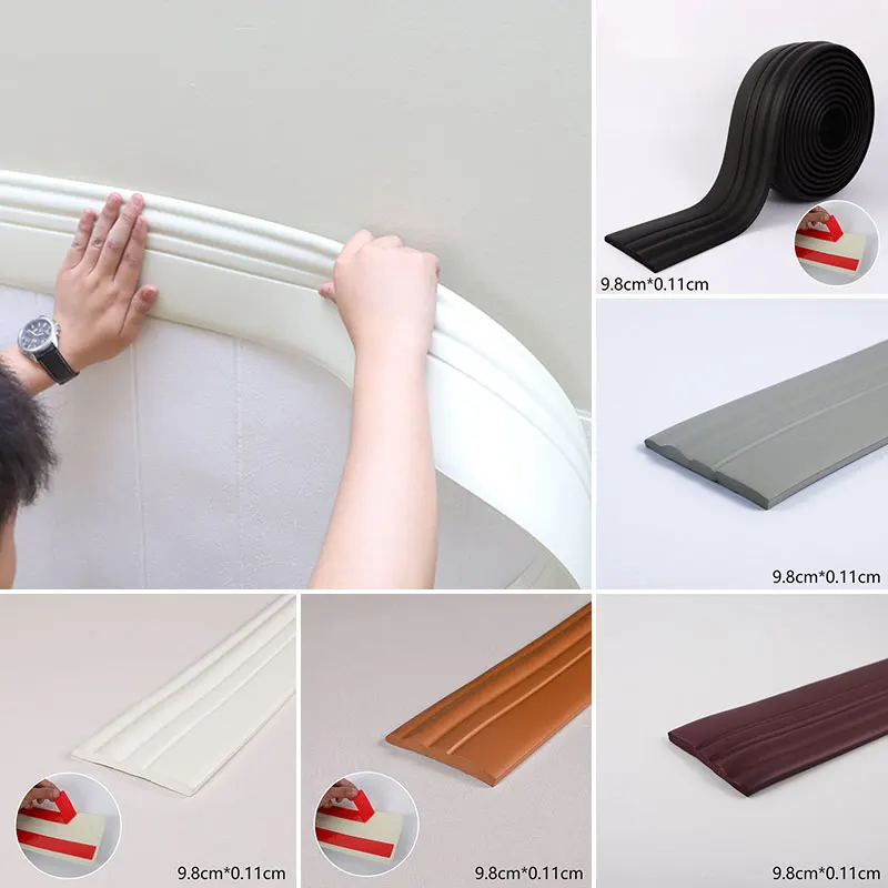 1M/ 5M Waterproof Foam Baseboard Waistline Self-adhesive DIY Floor Skirting Border Living Room Bedroom Wall Decoration one piece