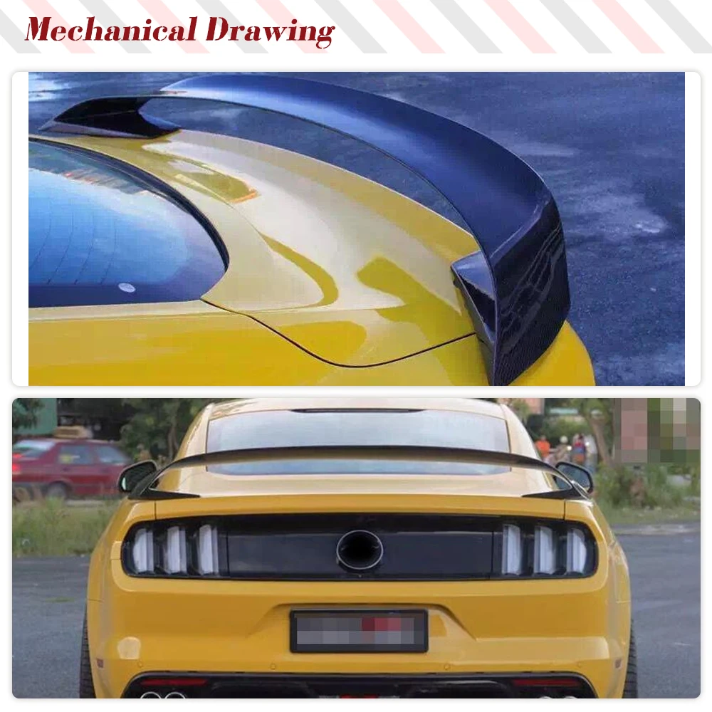 Car Auto Racing GT Rear Trunk Spoiler Lip Wing for Ford Mustang GT350R 2015-2022 Rear Trunk Spoiler Boot Wing Lip Carbon Fiber