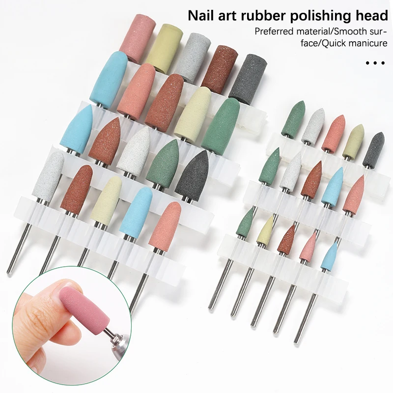 

5PCS Professional Rubber Nail Polishing Bits Silicone Drill Bit Rotary Burr Head Cuticle Clean File For Nail Art Salon Manicure