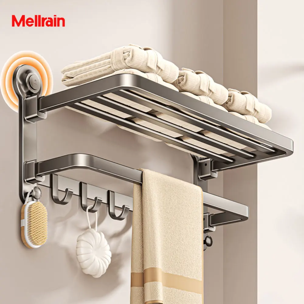 

Strong Suction Cup Bathroom Towel Rack Nail-free Double Layer Bath Towel Shelf No Drilling Storage Holder Organizer Accessories