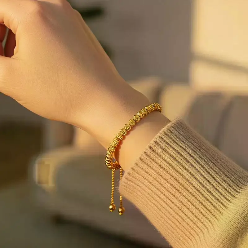 Tone Beaded Adjustable Bracelet Gold Plated Tarnish Resistant For Women Daily Wear And Gifting